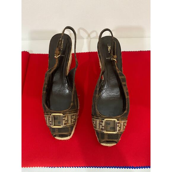 Vintage Fendi Slingback Logo Espadrilles - Picture 2 of 5